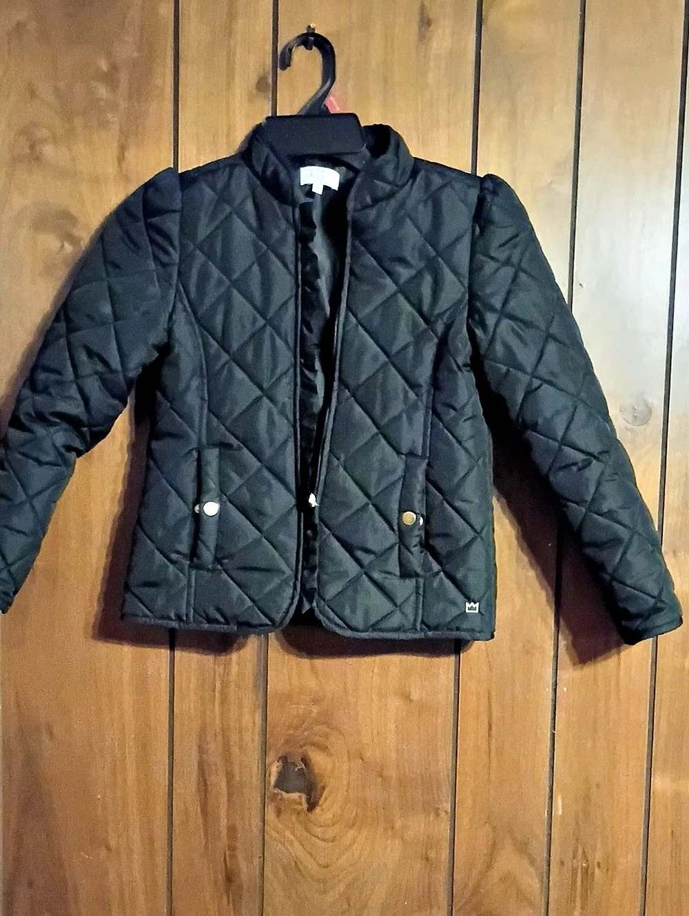 Crown & Ivy Girls Quilted Puffer Jacket Black